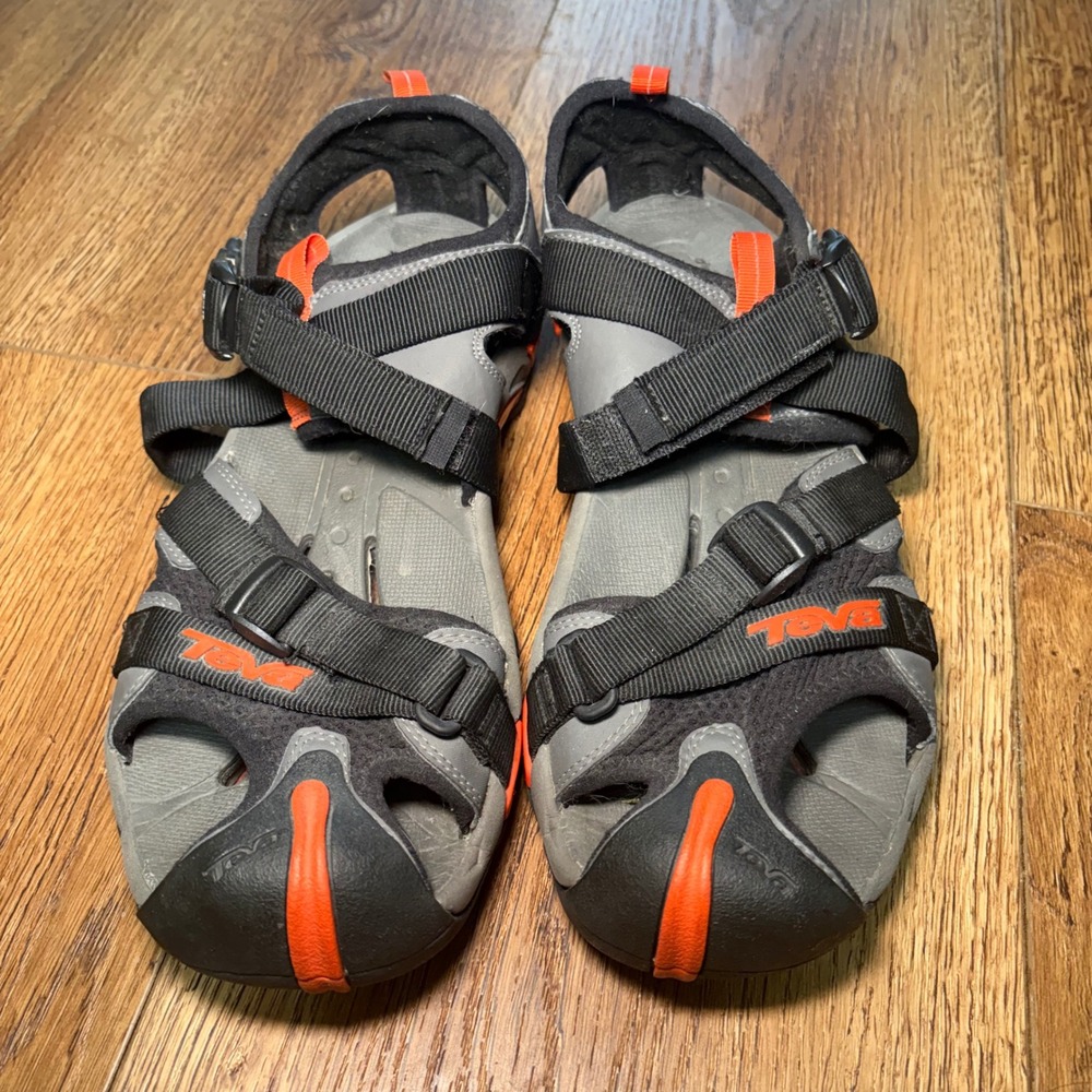 Teva Men Size 12 Wraptor Black Gray Orange Strap Camping Hiking Sandals Gorpcore